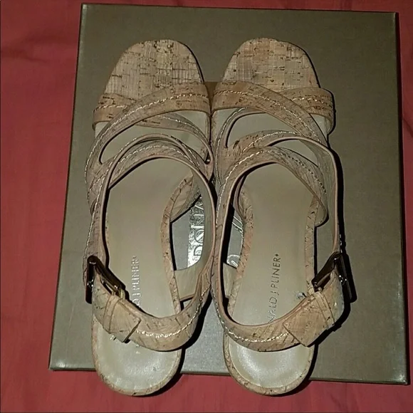 Donald J. Pliner Natural Cork Wedge Sandals - Picture 2 of 3
